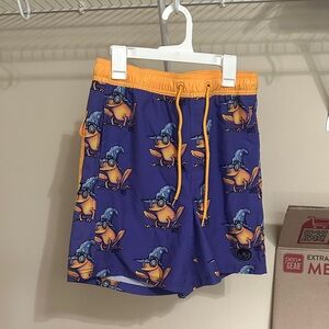 Neff Purple Swim Shorts with Orange Waistband